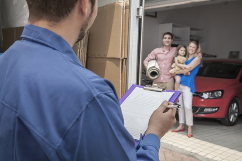 Commercial packing materials and organized office items ready for moving