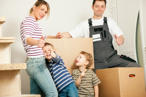 Packed office equipment ready for Kingstonvale removals